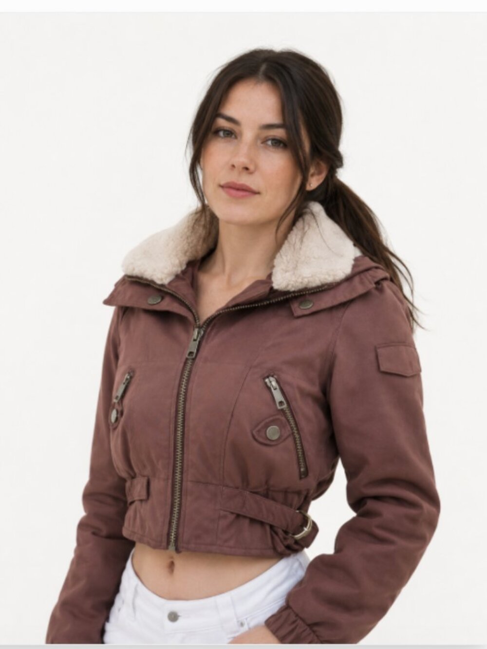 NILS SIZE 6 SKI JACKET WITH HOOD BROWN